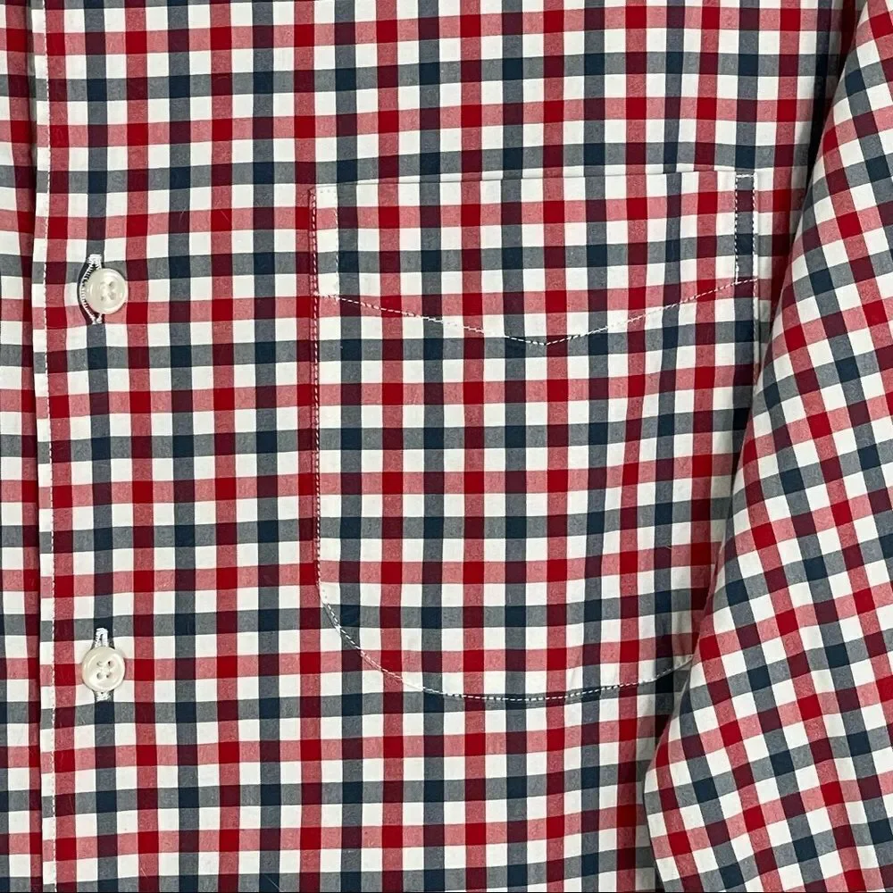 J. Crew red/white/blue plaid button down, medium